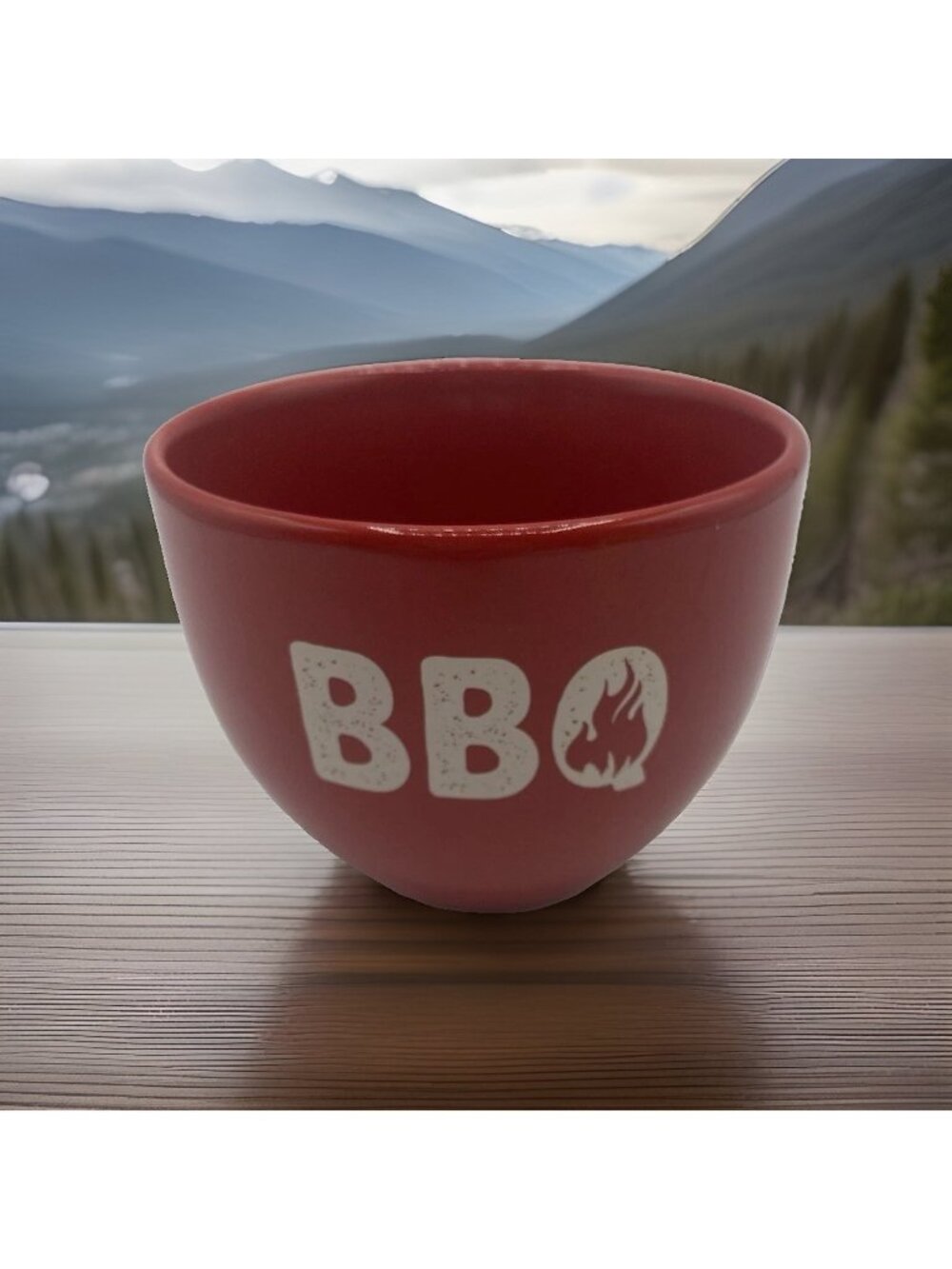 BBQ Red Ceramic Bowl Dat'l Do It Barbecue DDI Picnic Tailgate Cookout Sauce Cup